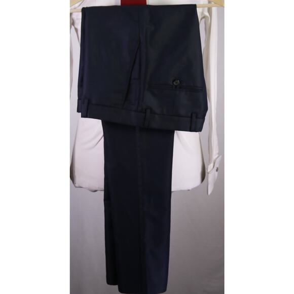 Zara Men's Navy Blue Sharkskin Shiny 2-Btn Slim Fit Suit 38R - Picture 10 of 10